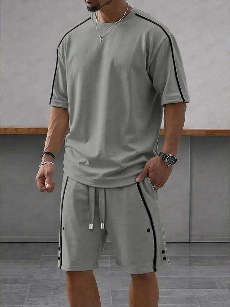 Athleisure Zipper Accent T-Shirt Shorts Set