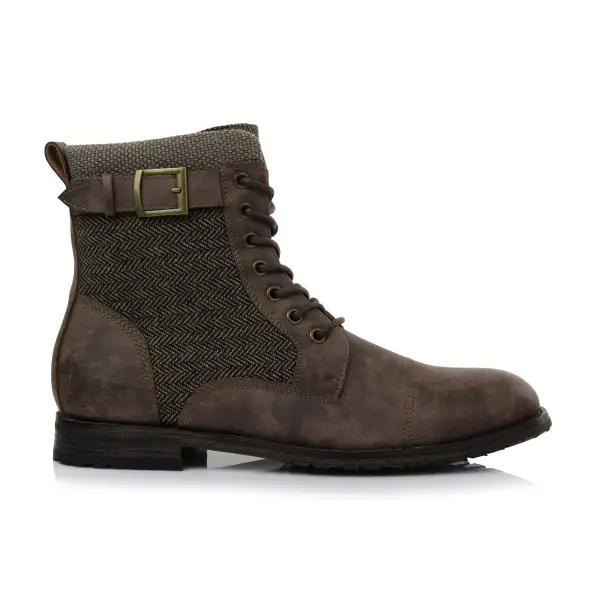 Classic Faux-Leather Lace-Up Zip-Up Combat Boots