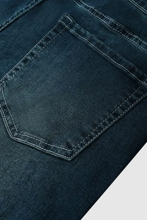 Button Up Roll Hem Straight Leg Jeans