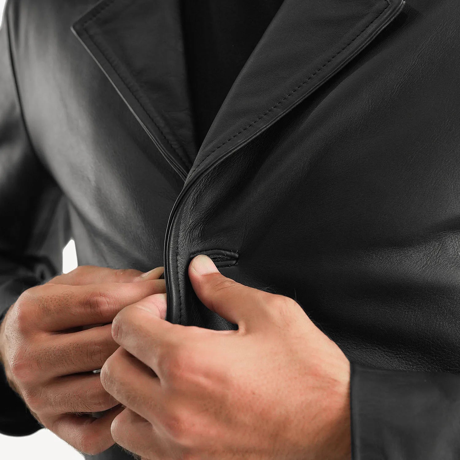 Men's Classic Leather Coat