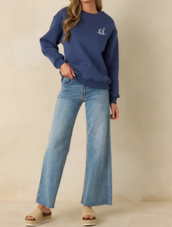 Washed Navy Graphic Crewneck Sweatshirt