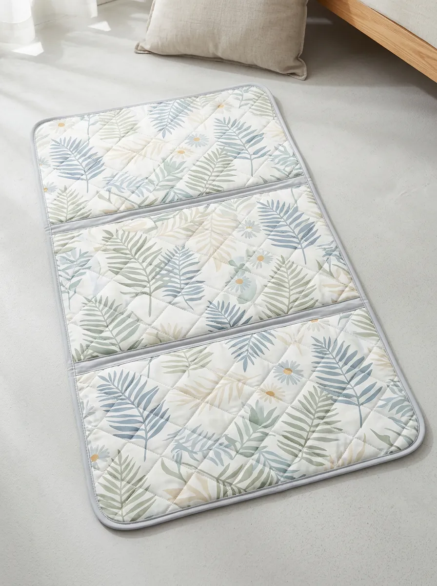 Botanical Fern Daisy Floral Print Cooling Mat