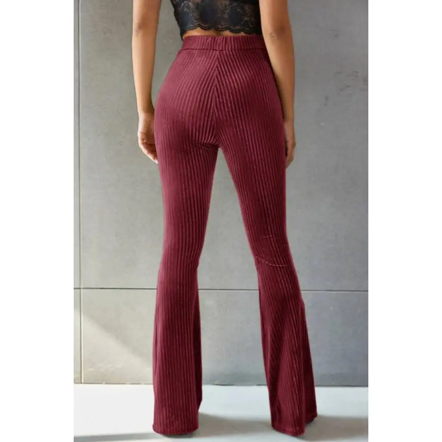 Ribbed High Waist Flare Pants