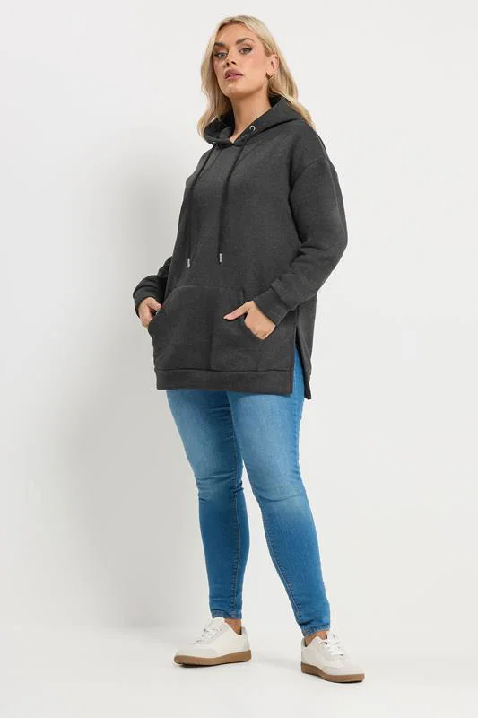 Grey Seam Detail Drawstring Hoodie detail 1
