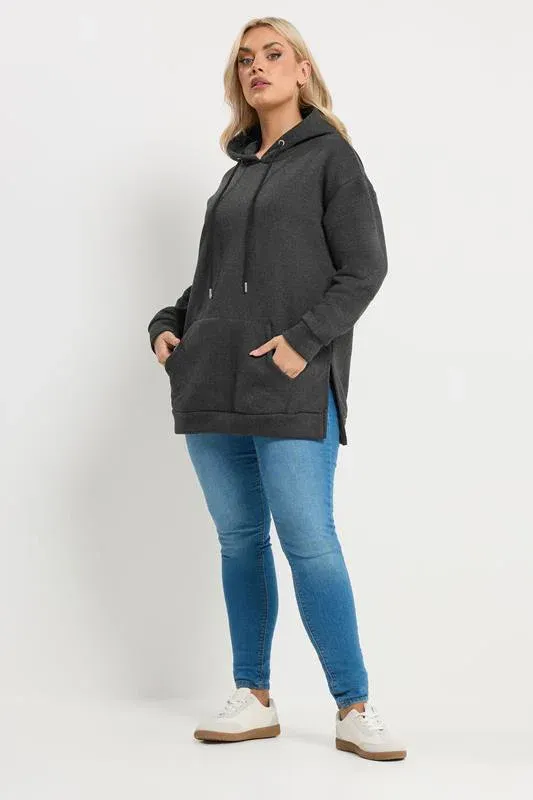 Grey Seam Detail Drawstring Hoodie
