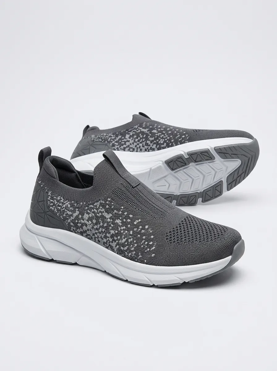 Unisex Geometric Pattern Printed Slip-On Sneakers