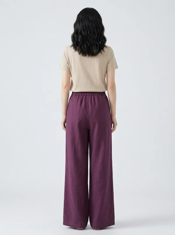 Women's High-Rise Drawstring Wide-Leg Trousers