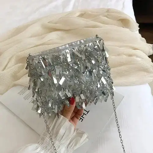 Glamorous Detail: Rhinestone Tassel Messenger Bag