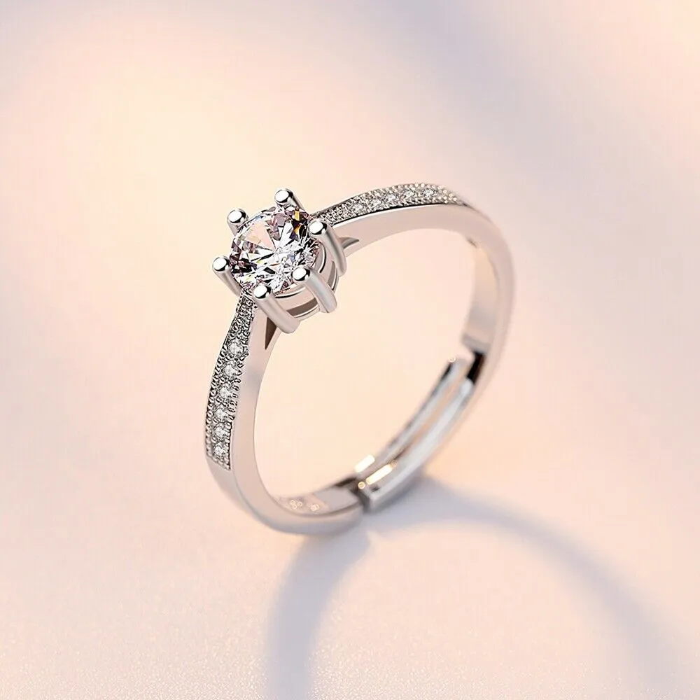 Women's Crown Cut Zirconia Paved Adjustable Ring