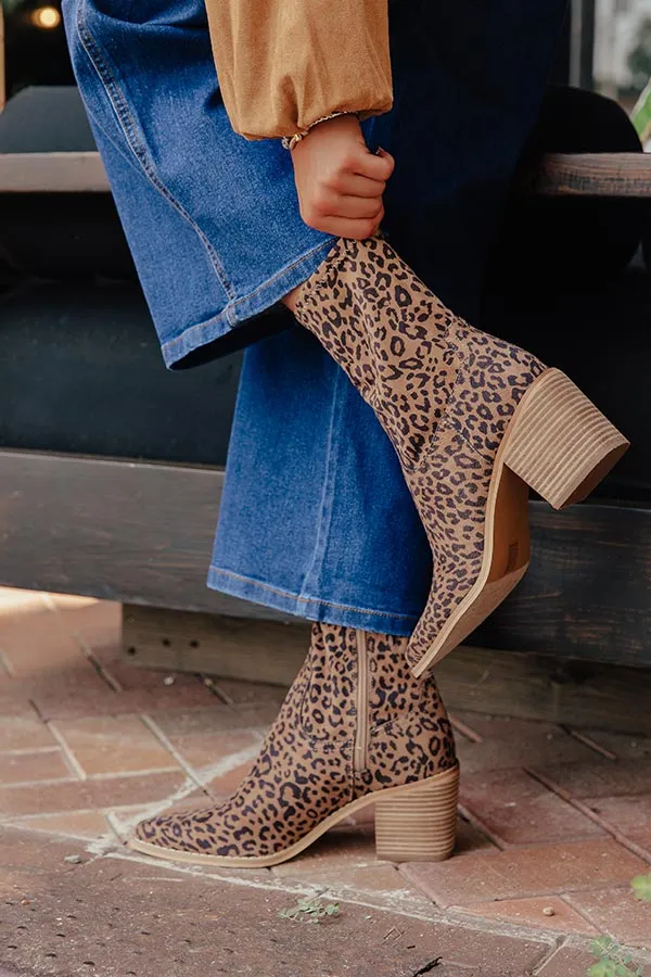 Faux Suede Leopard High Heel Boots