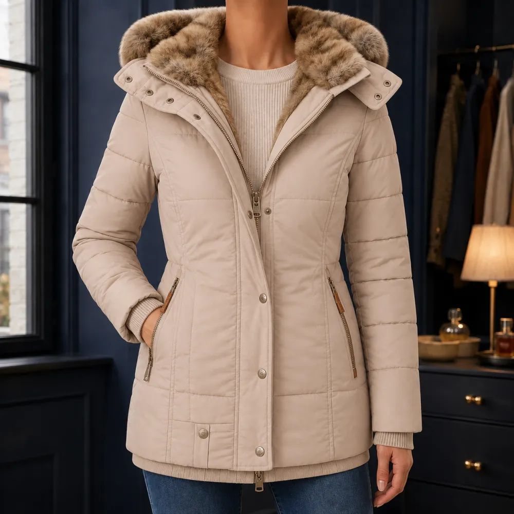 Hooded Quilted Plush-Lined Jacket