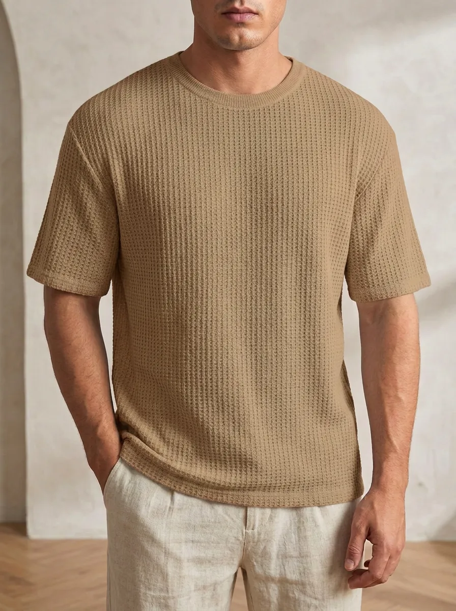 Men's Relaxed Weekend-Ready Waffle Knit T-Shirt