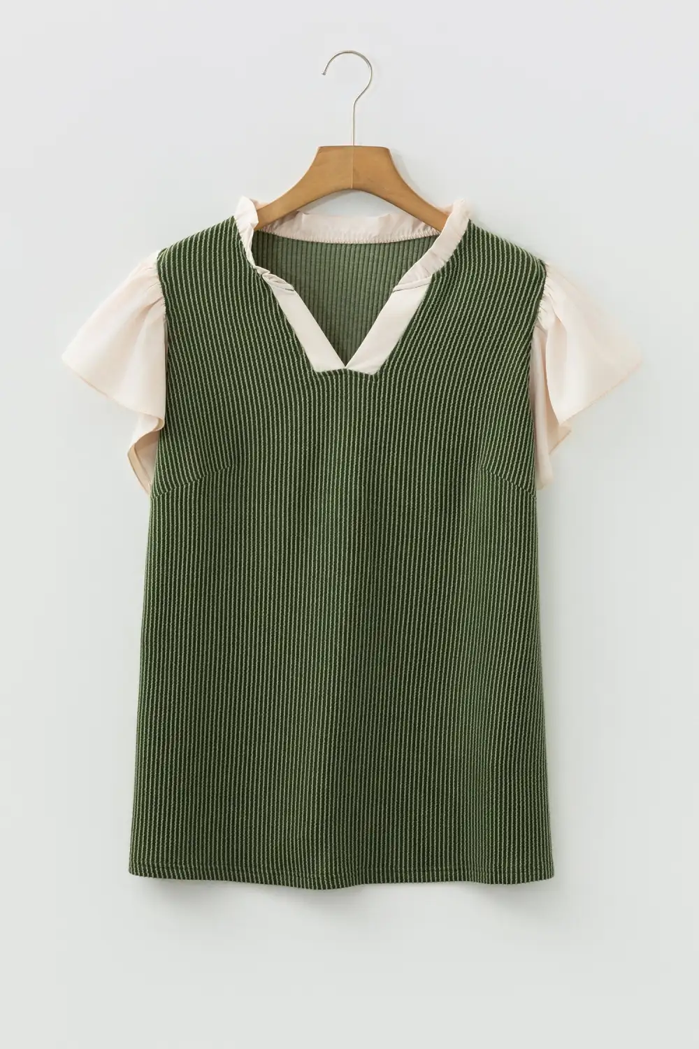 Women's Ribbed Knit Textured Short Sleeve Top