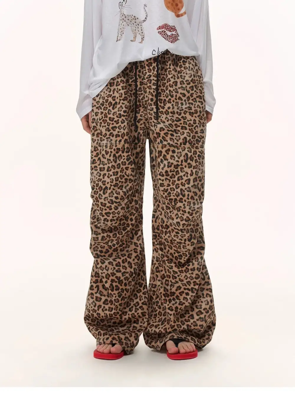 Wide-Leg Leopard Pants