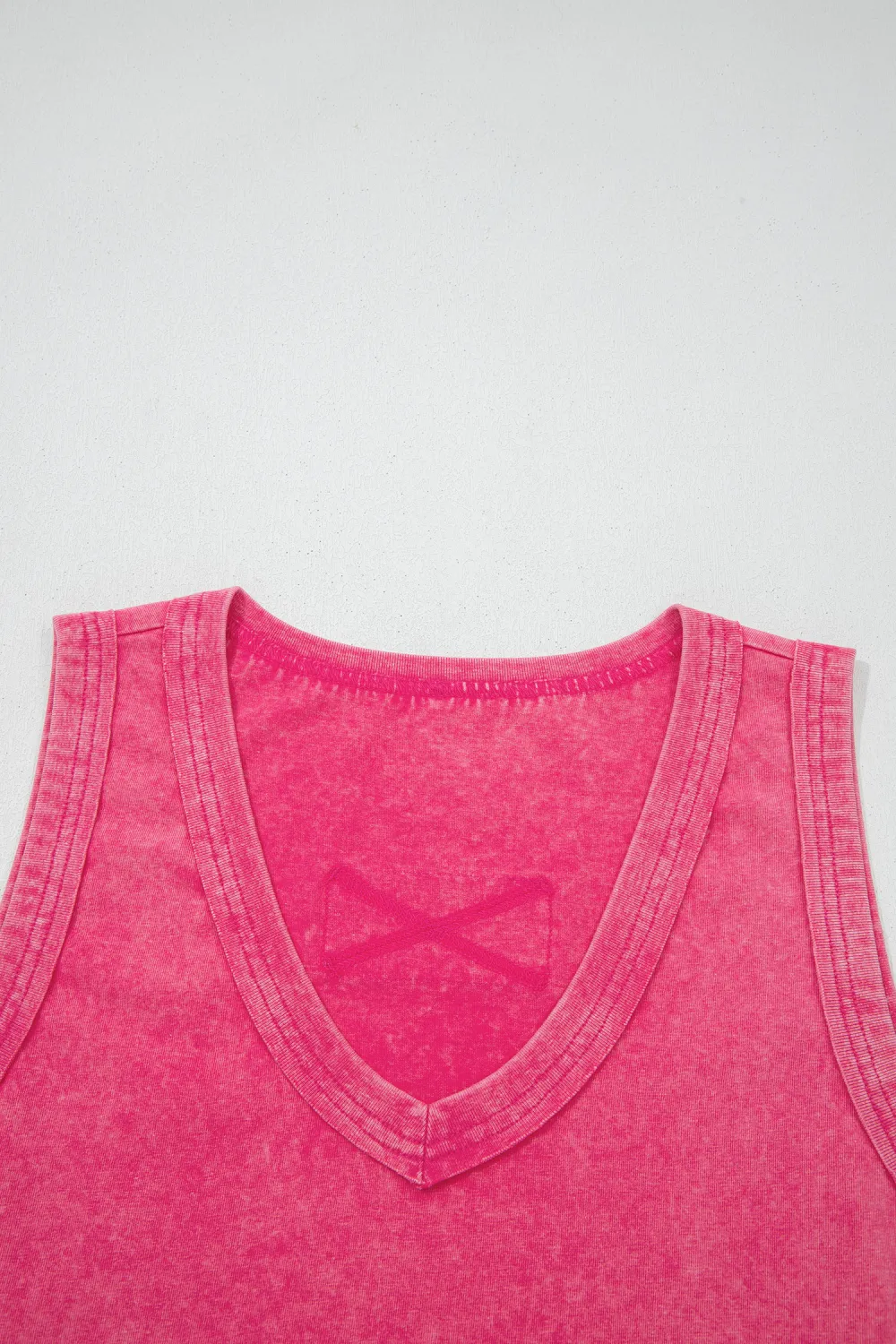 Rose Red Mineral Wash V Neck Tank Top
