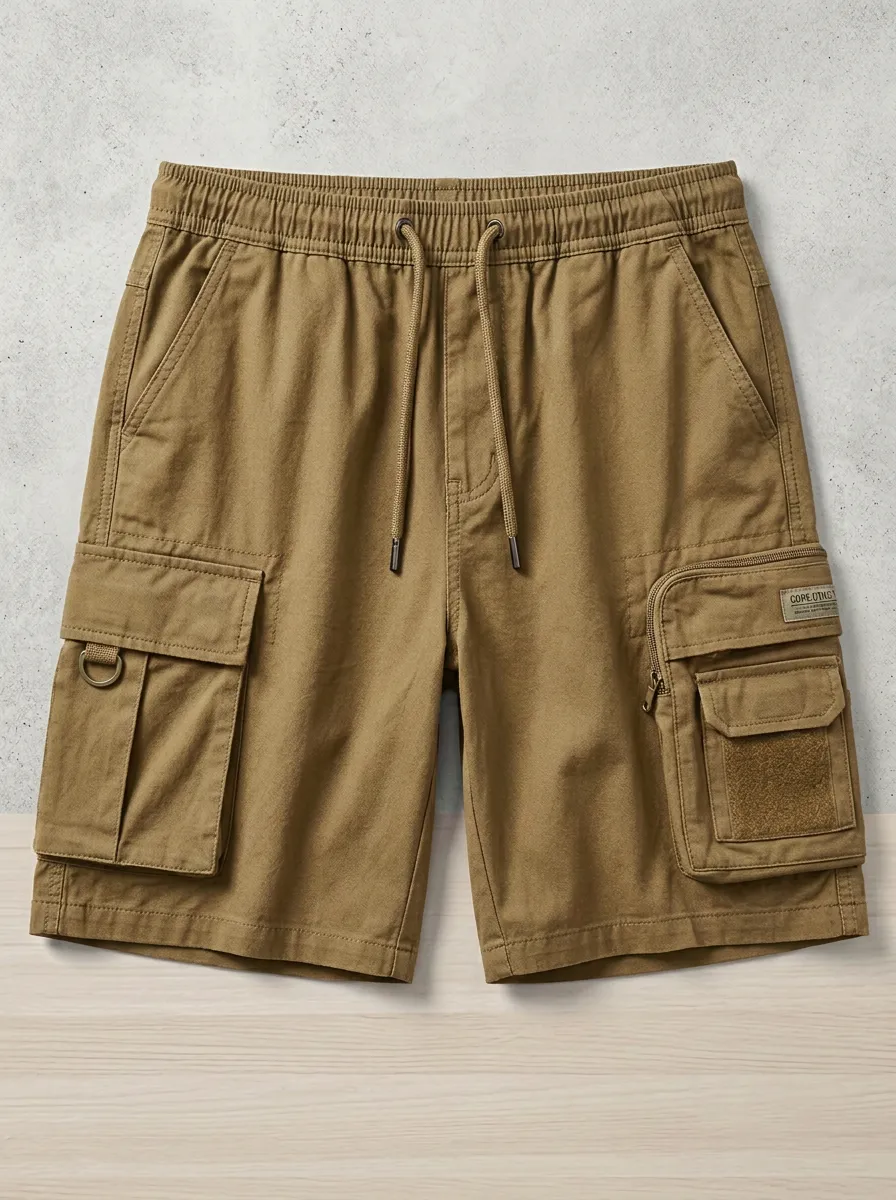 Functional-Look Multi-Pocket Casual Cargo Shorts