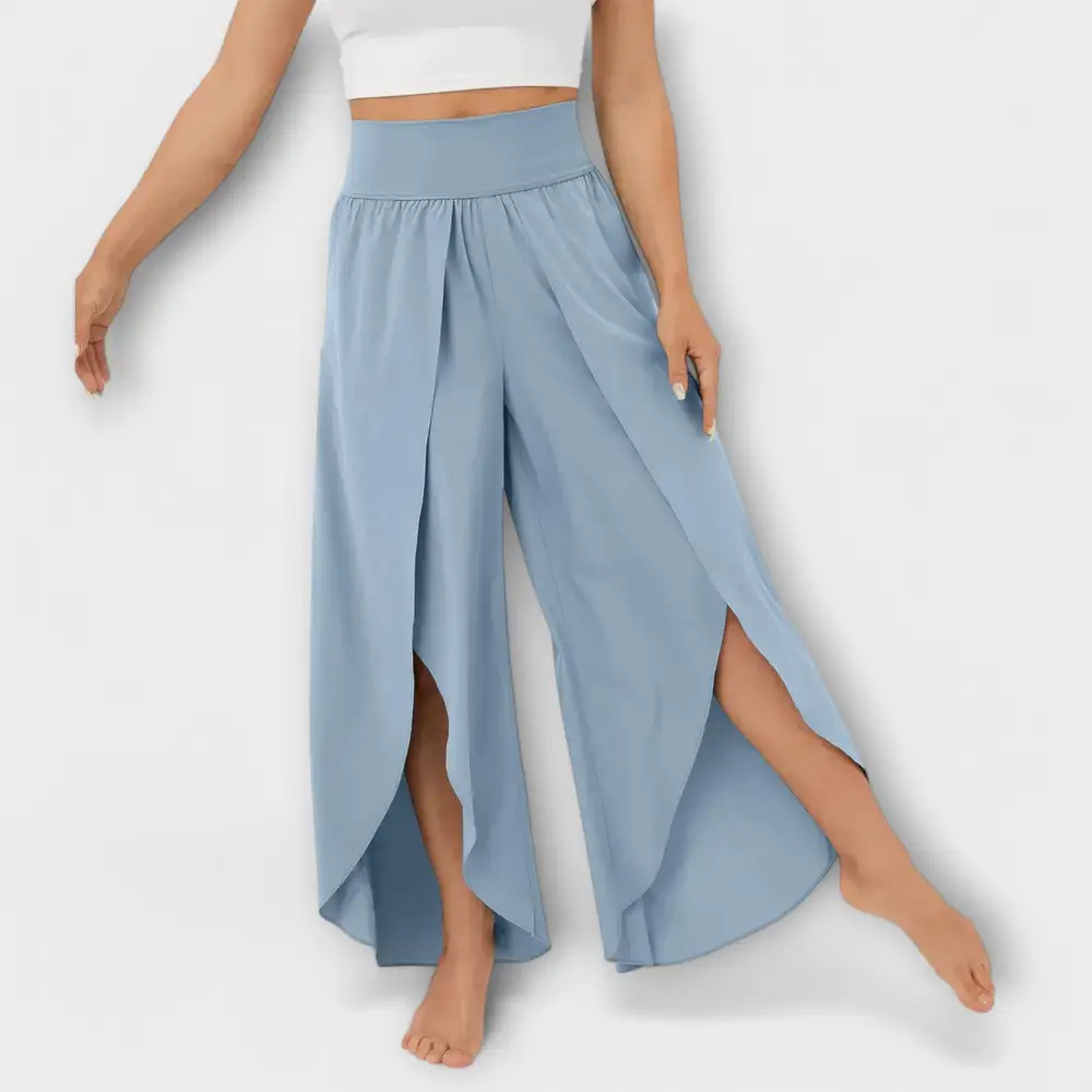 Flared Leg Relaxed Fit Lightweight Trousers
