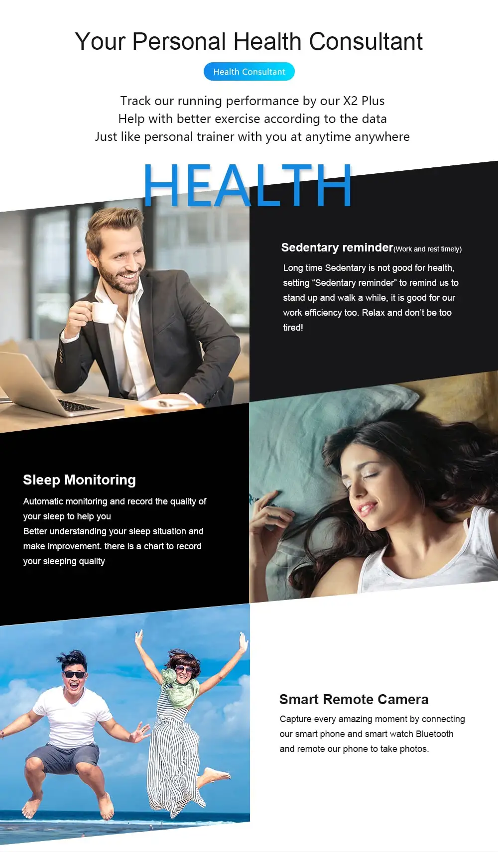 Waterproof Swimming Heart Rate Blood Pressure Sleep Monitor Wristwatch
