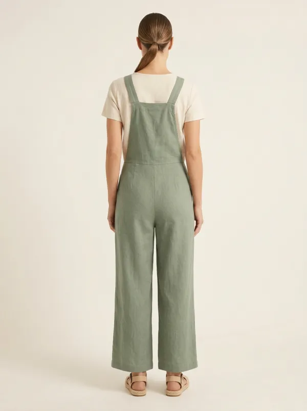Women's Patch-Pocket Adjustable-Strap Wide-Leg Overall Jumpsuit