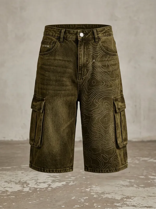 Outdoor Cargo Topographic Graphic Men's Cargo Shorts