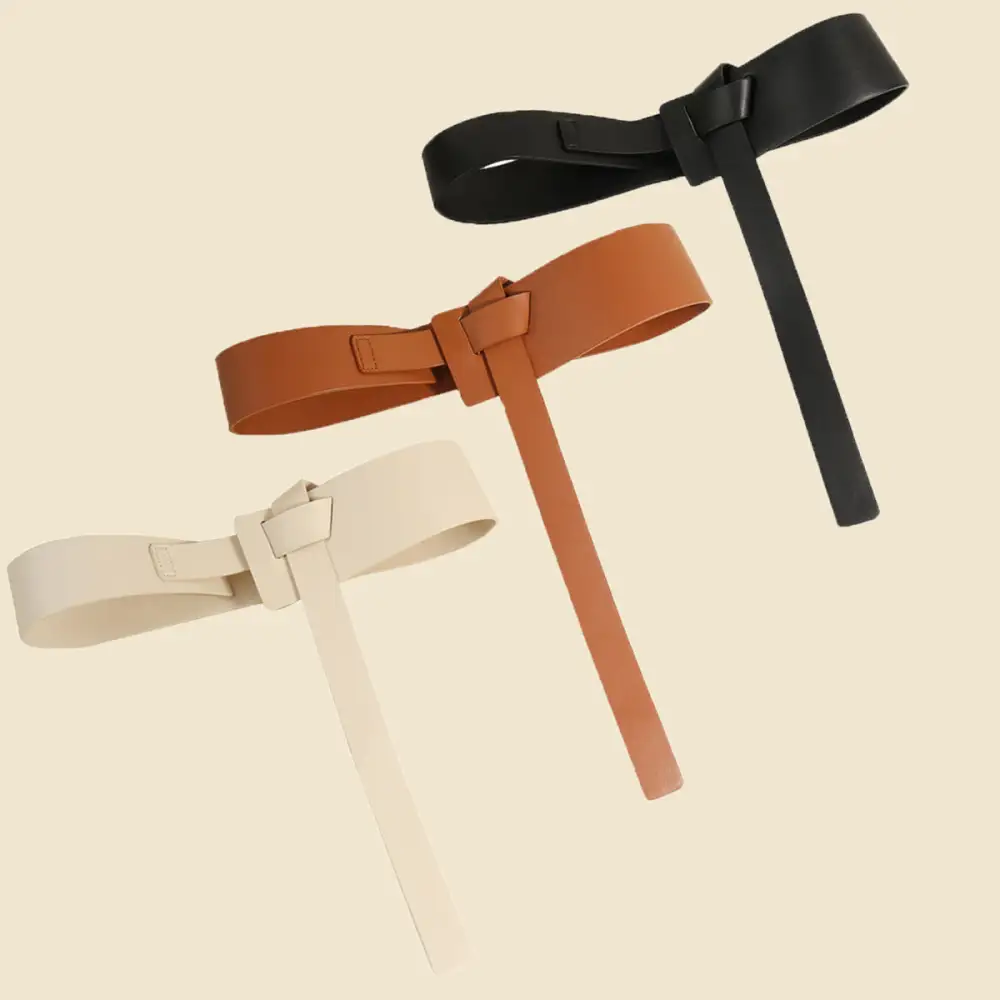 Knot-Detail Vegan-Leather Everyday Waist Belt