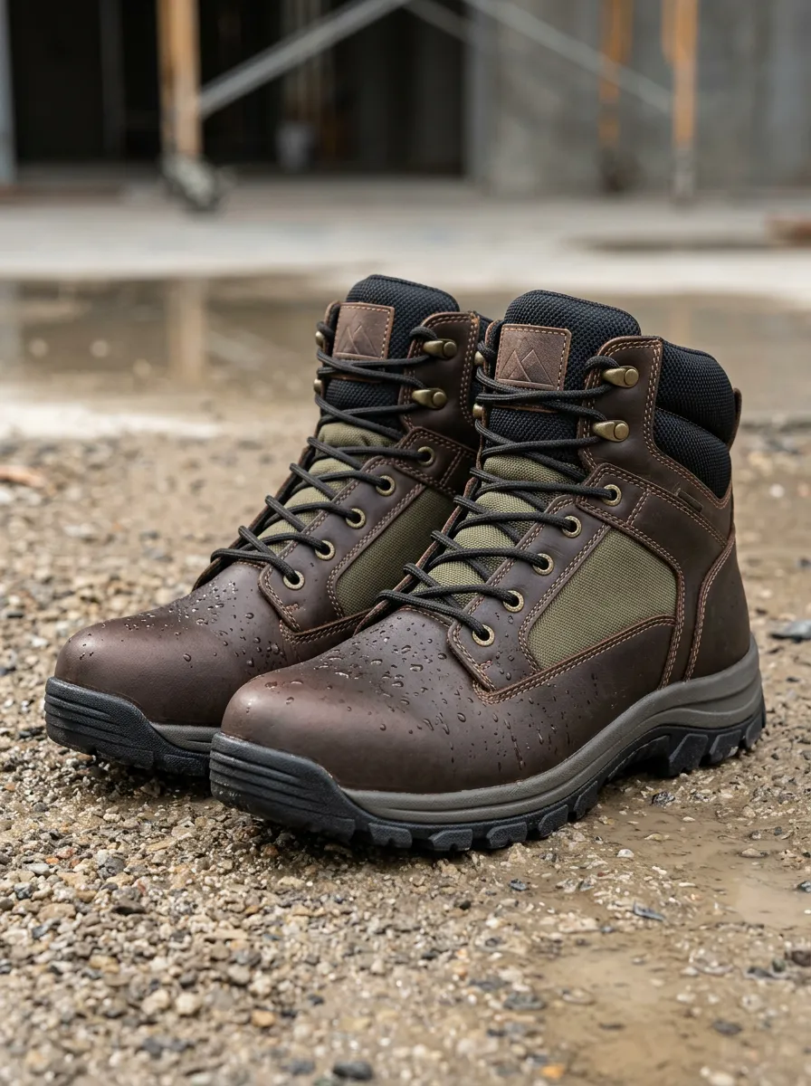Men's Outdoor Hiking Waterproof Leather Printed Work Boots