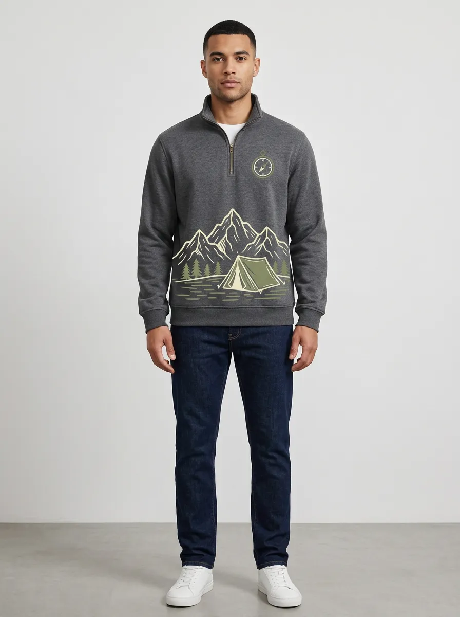 Men's Mountain Tent Compass Quarter Zip Sweatshirt