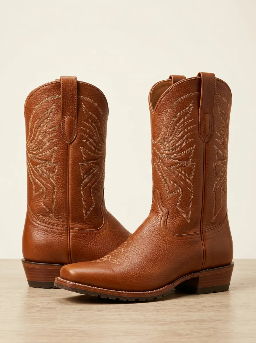 Unisex Stylish Leather Embroidered Western Boots