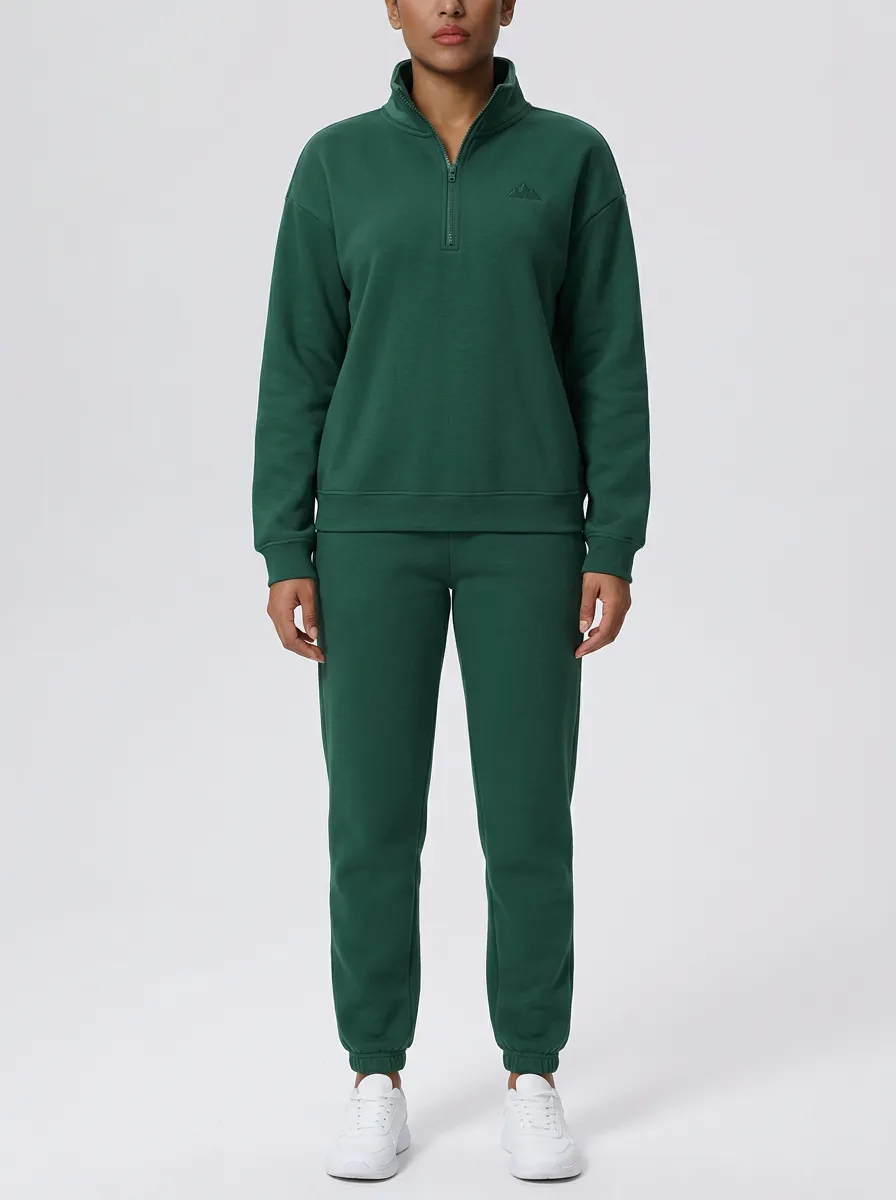 Women's Mountain Embroidered Quarter-Zip Warm Track Set