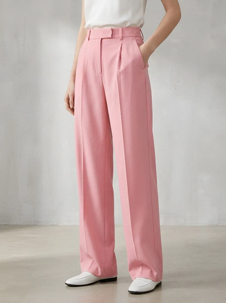 High-Waist Pleated Relaxed Women's Wide-Leg Trousers