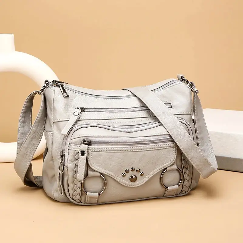 Chic Off-White Multi-Pocket Crossbody Bag