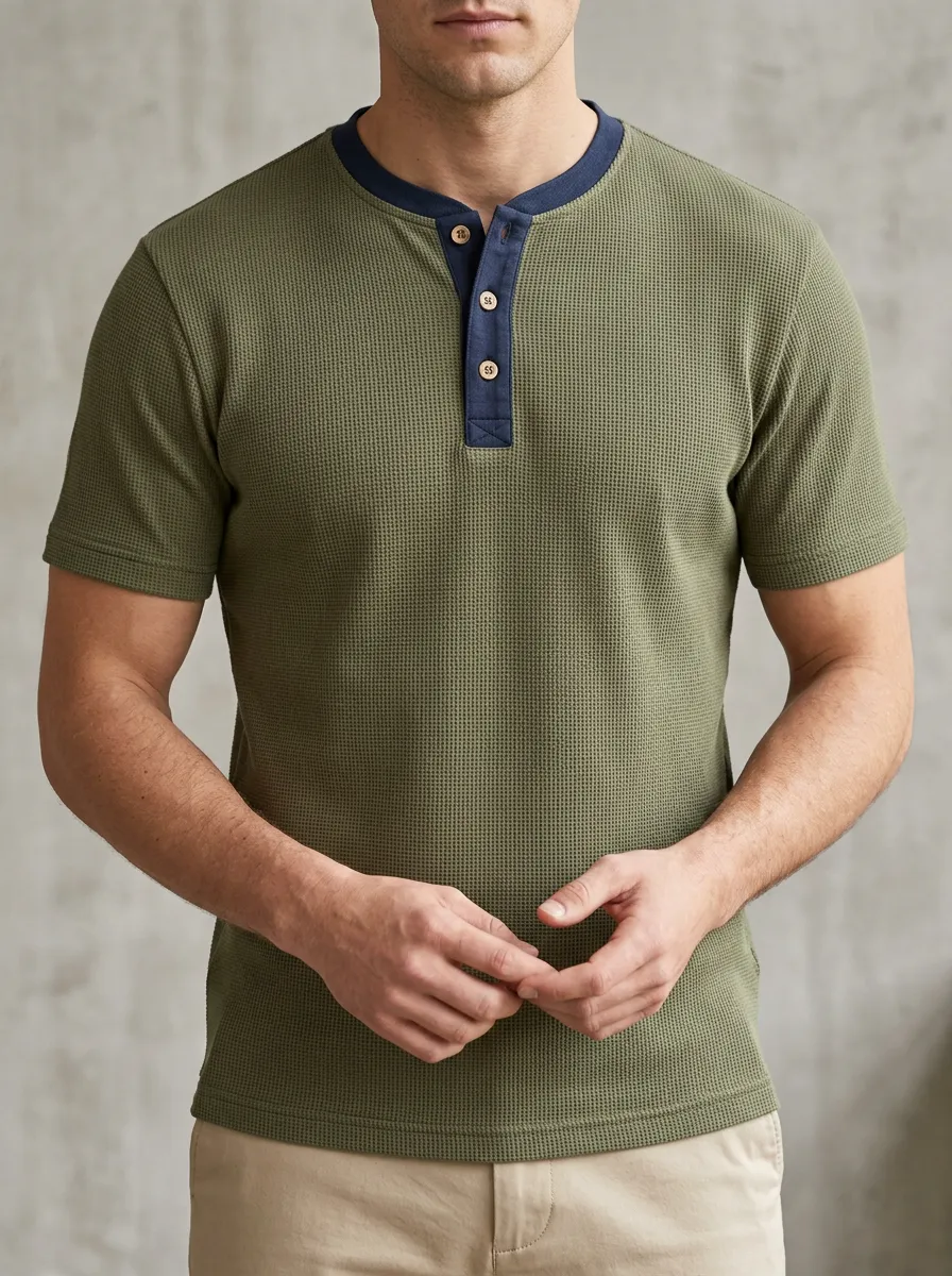 Modern Contour Men's Short-Sleeve Henley Shirt