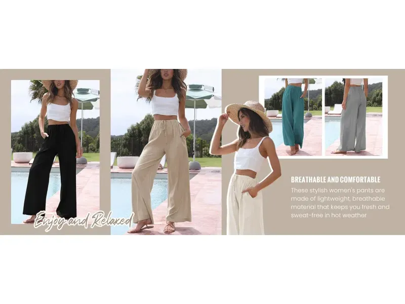 Women's Cotton Linen Summer Palazzo Pants