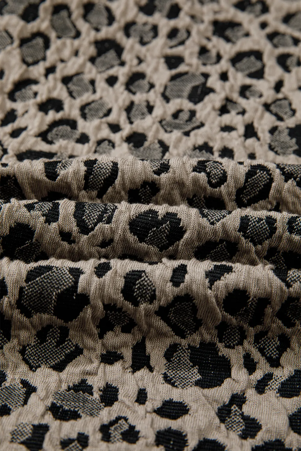 Beige Zip Up Collared Leopard Top