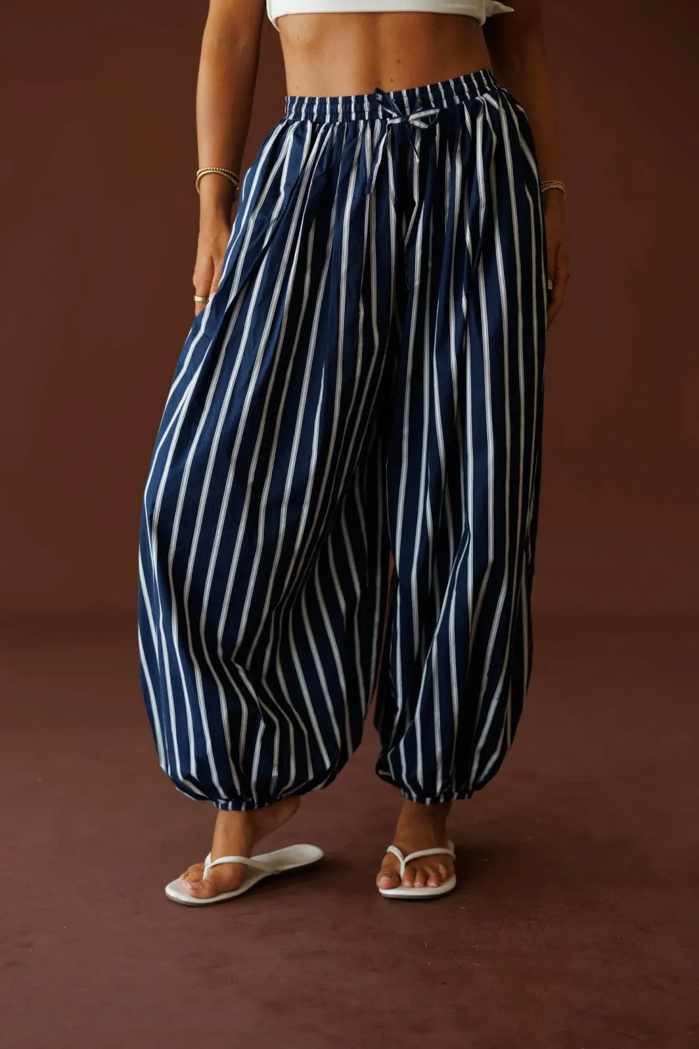 Balloon Striped Wide-Leg Pants