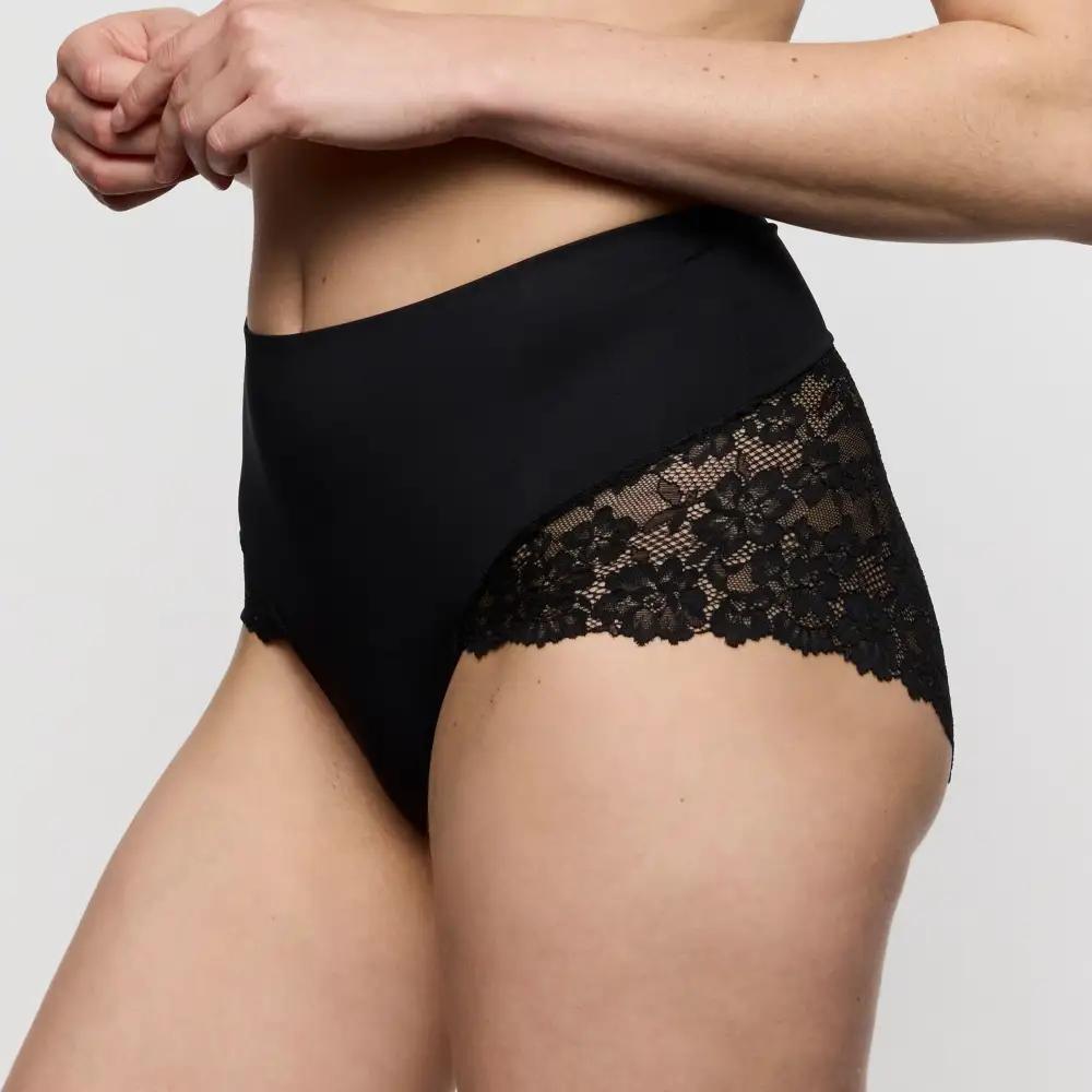 Women's Full Coverage Seamless Bonded Edge Elastic Waistband Cotton Gusset Floral Lace Cotton Retro Detail Soft Fabric Stretch Fit High Waist Panty