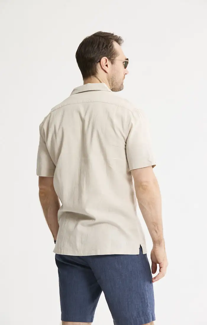 Linen Blend Short Sleeve Camp Shirt