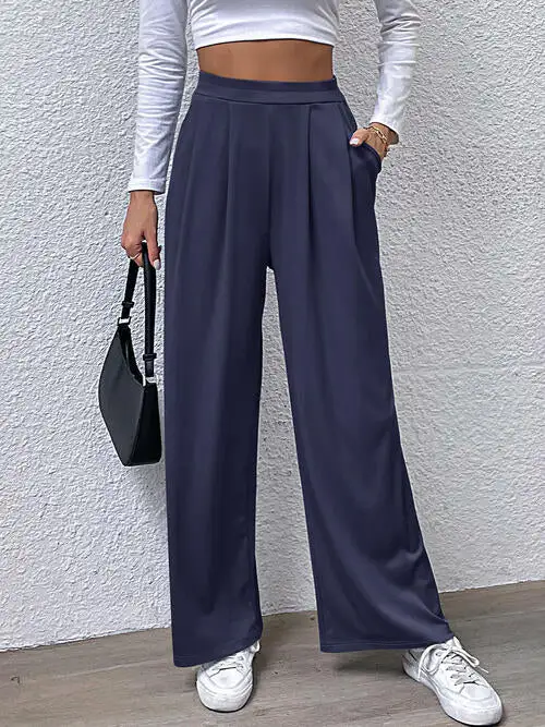 Relaxed High Waist Straight Pants