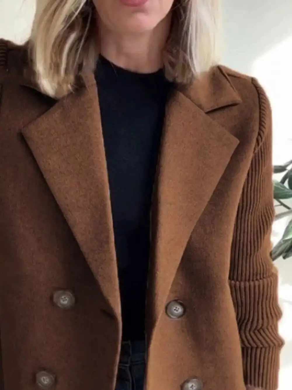 Double-Breasted Knit Blazer