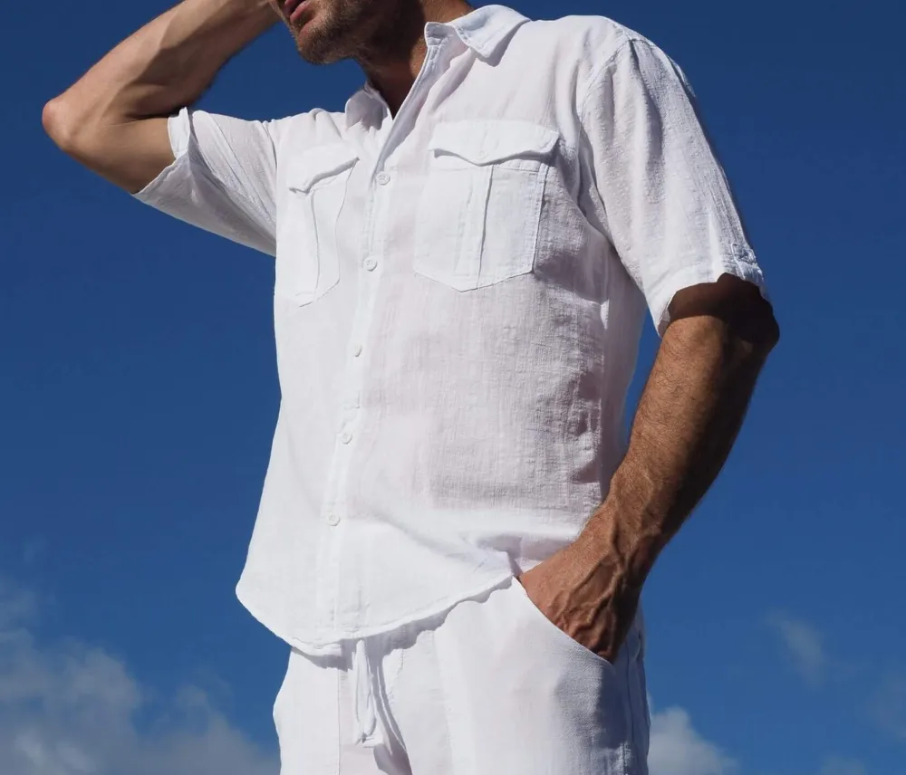 Men's Open Collar Woven Shirt