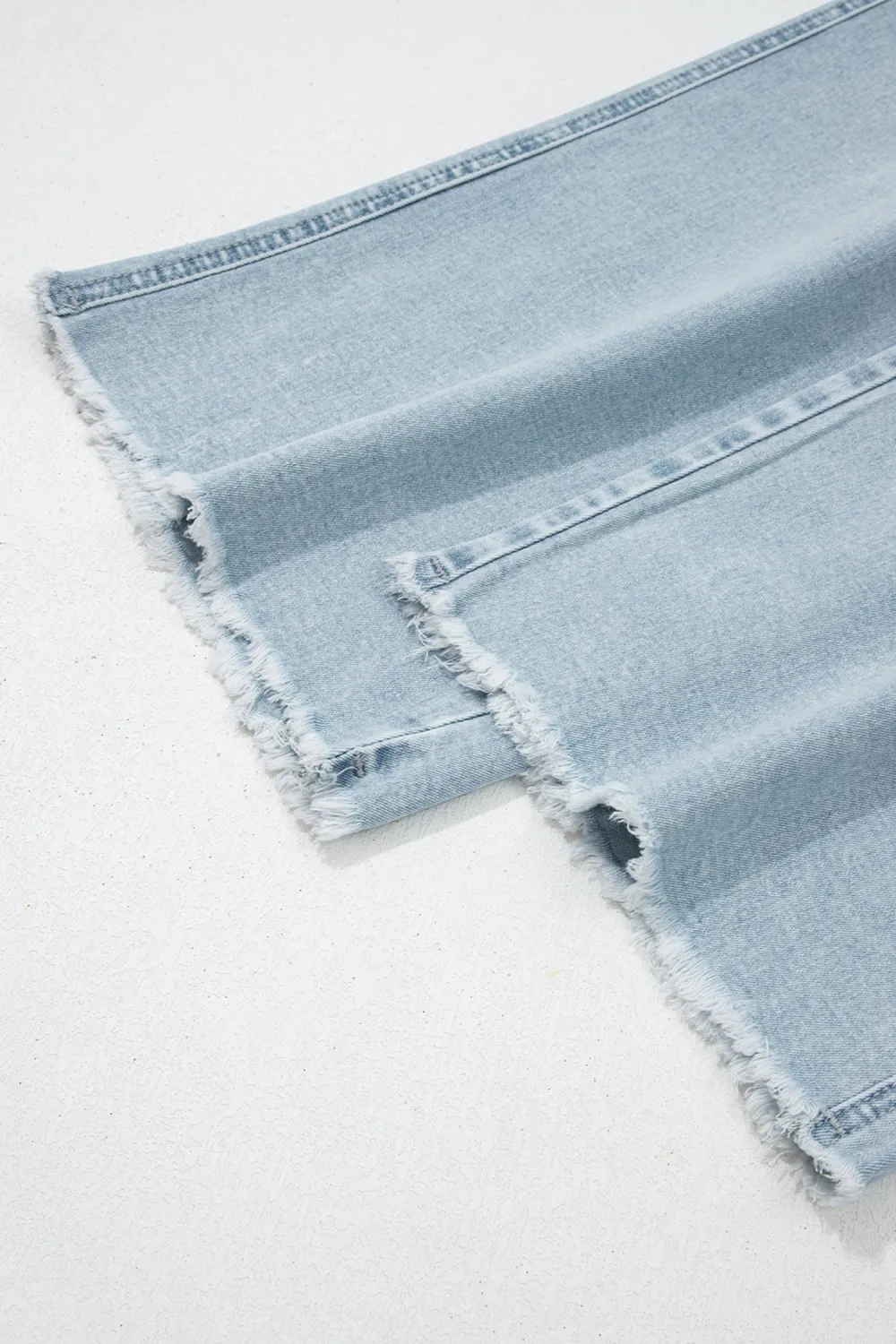 Light Blue Frayed Cropped Jeans