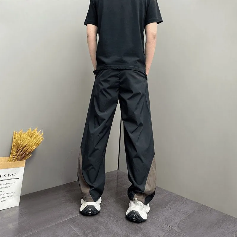 Contrast Panel Wide-Leg Utility Pants