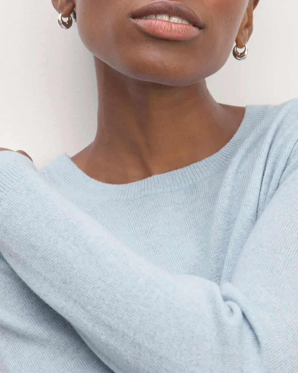 The Sky Blue Classic Crew in Cashmere