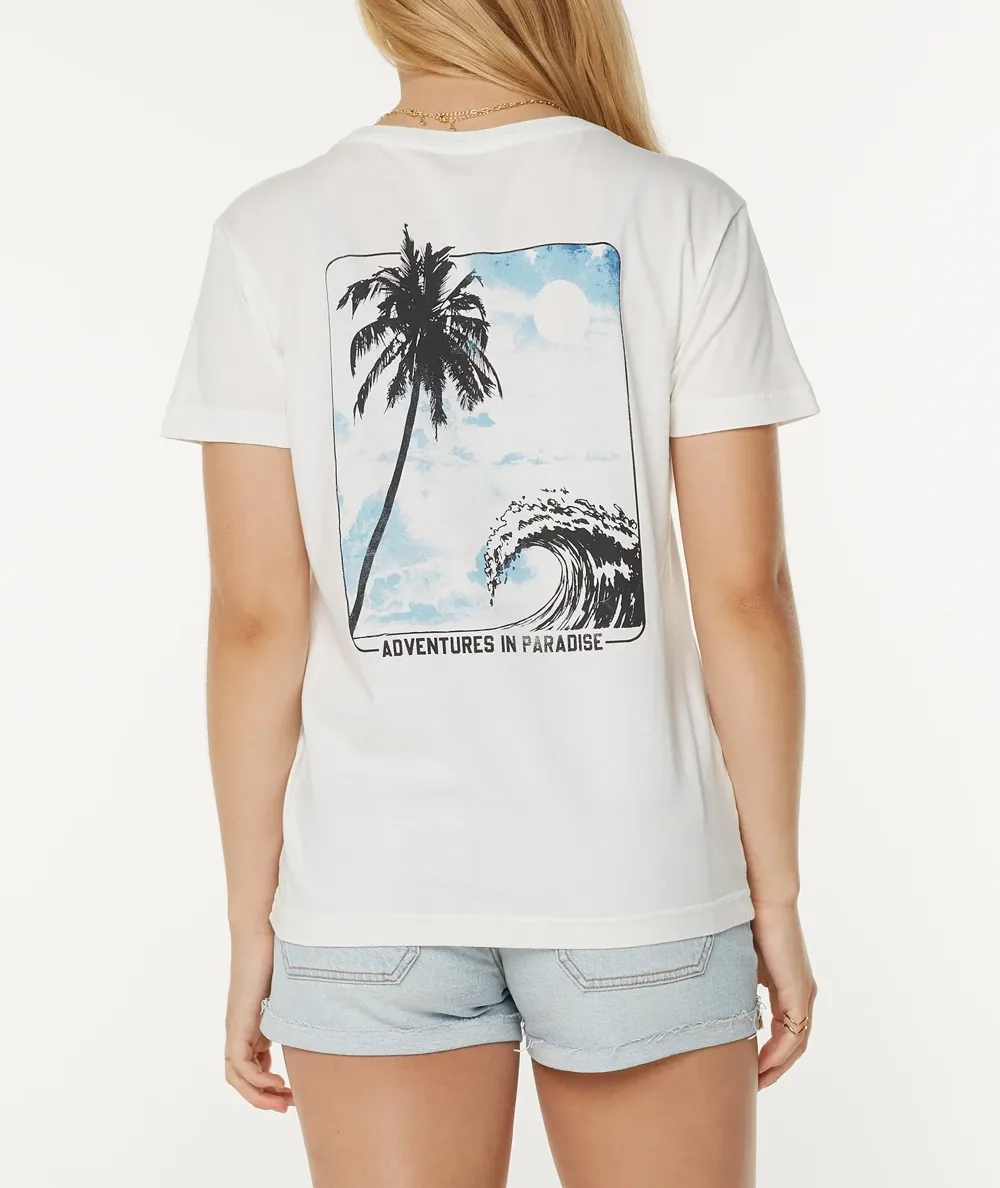 White Cartoon Print Pure Cotton Casual T-Shirt