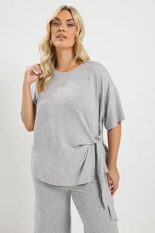 Grey Tie Waist Soft Touch Trouser Set