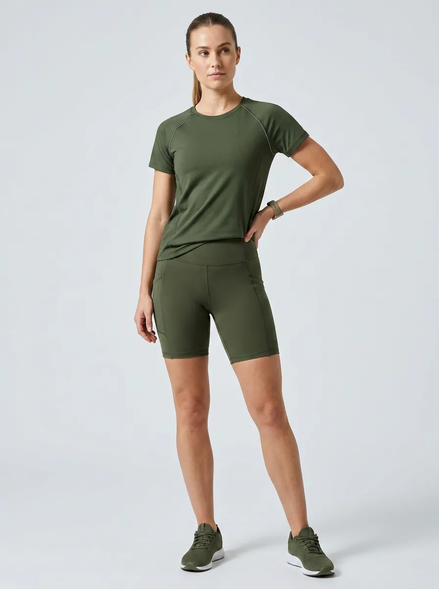 Women's Olive Green Athletic Yoga Printed Workout Set