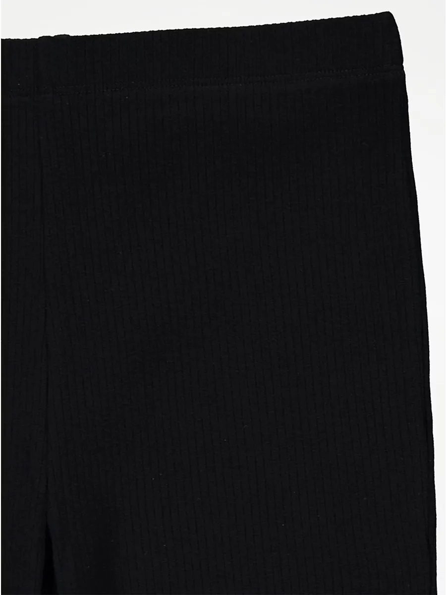 Navy Ribbed Kick Flare Trousers 2 Pack