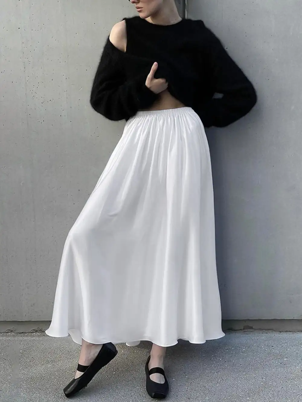 Casual Pocket Detail Elastic Skirt
