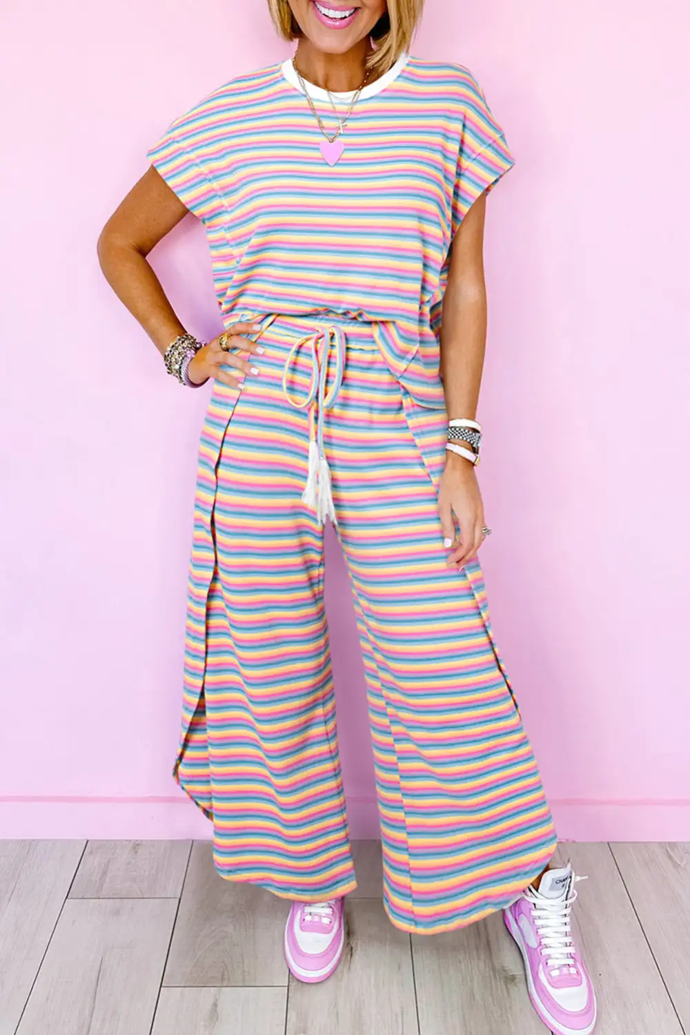 Stripe Pants Soft Pants Lounge Set