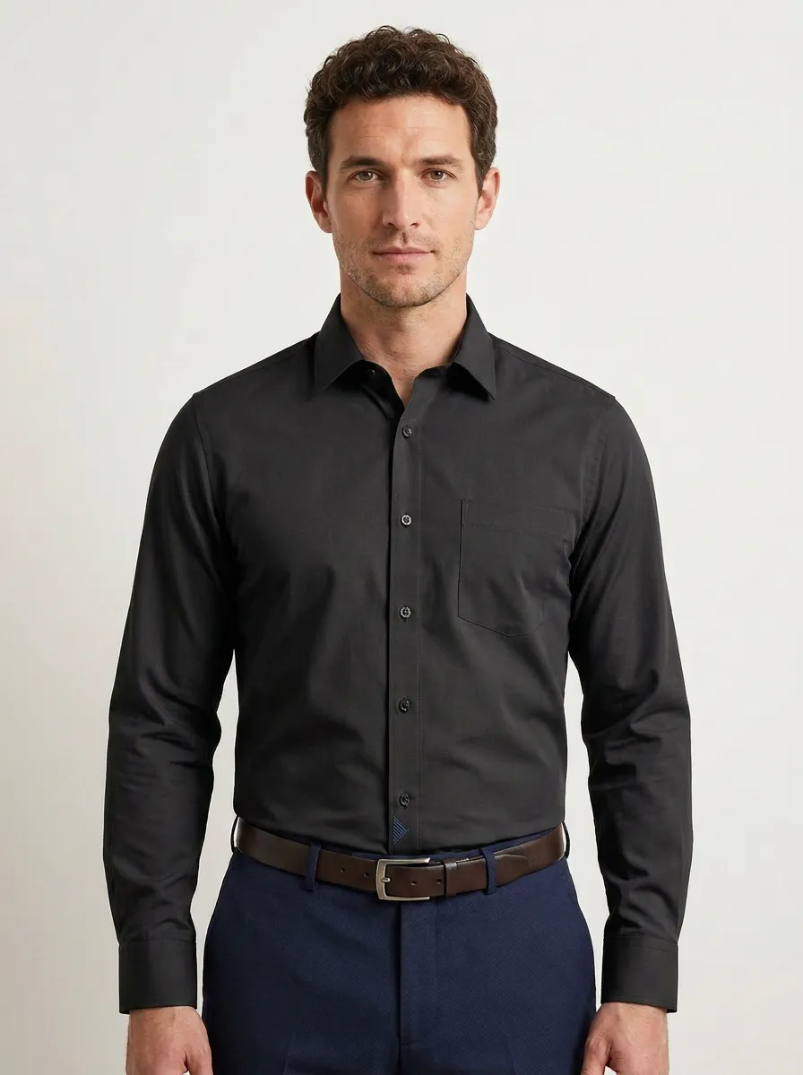 Men's Non-Iron Cotton Solid Sage Green Button Down Shirt